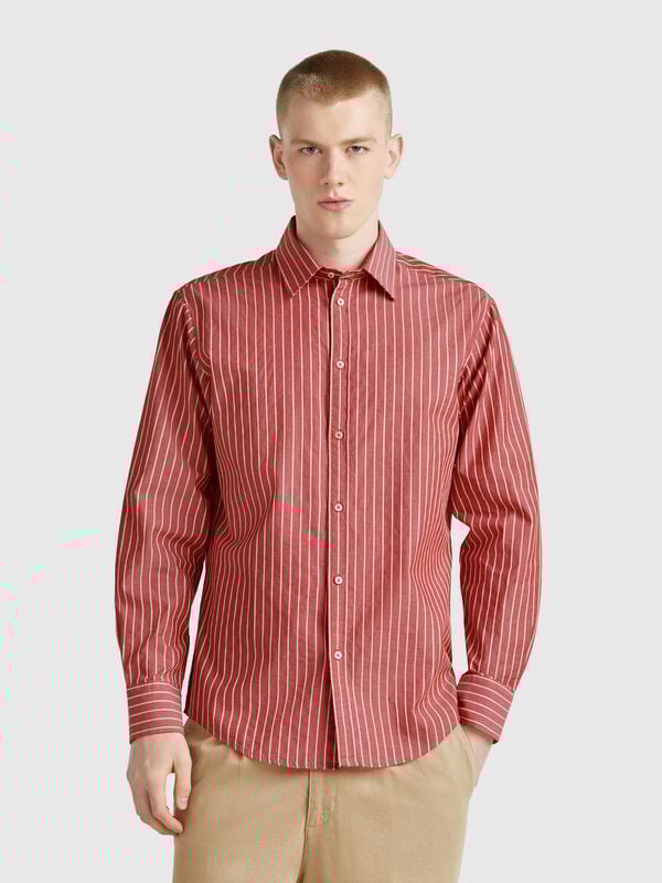 Camisa às riscas regular fit Homem