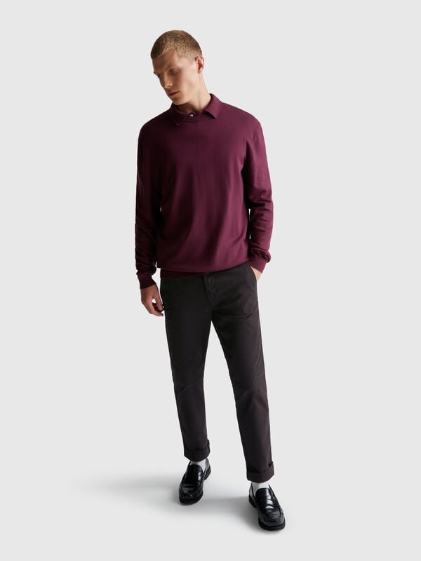 Chinos slim fit em algodão Homem