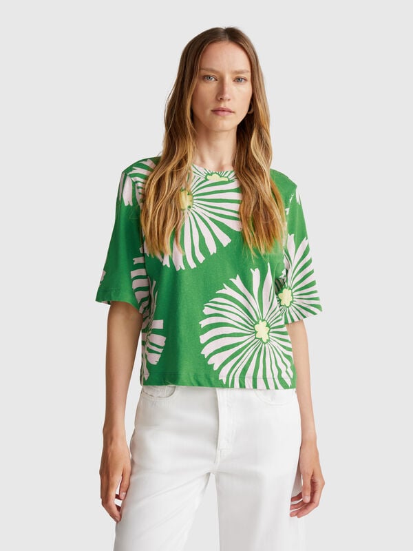 T-shirt com padrão floral Mulher