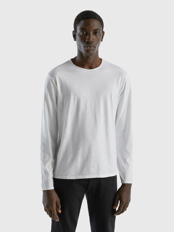 T-shirt de manga comprida em 100% algodão Homem
