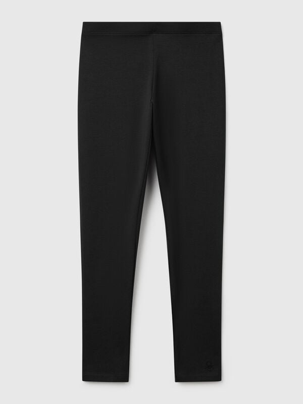 Leggings em algodão stretch com logótipo Menina