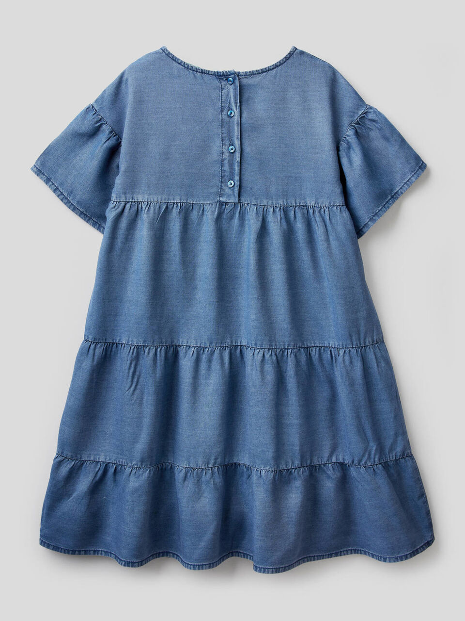 Vestido com folhos efeito denim image number null