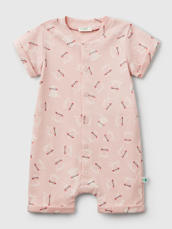 Babygrow rosa com estampa de animais Recém-nascido