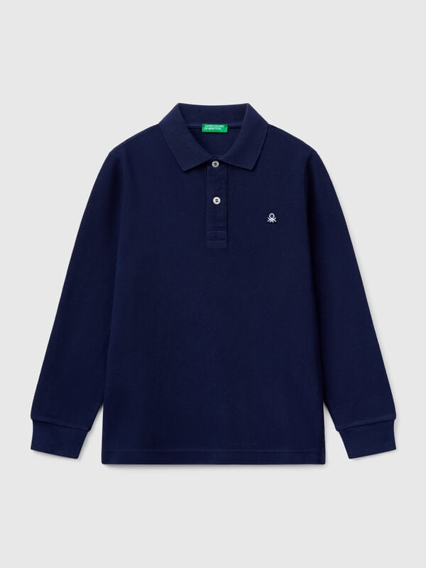 Polo de manga comprida algodão  Menino