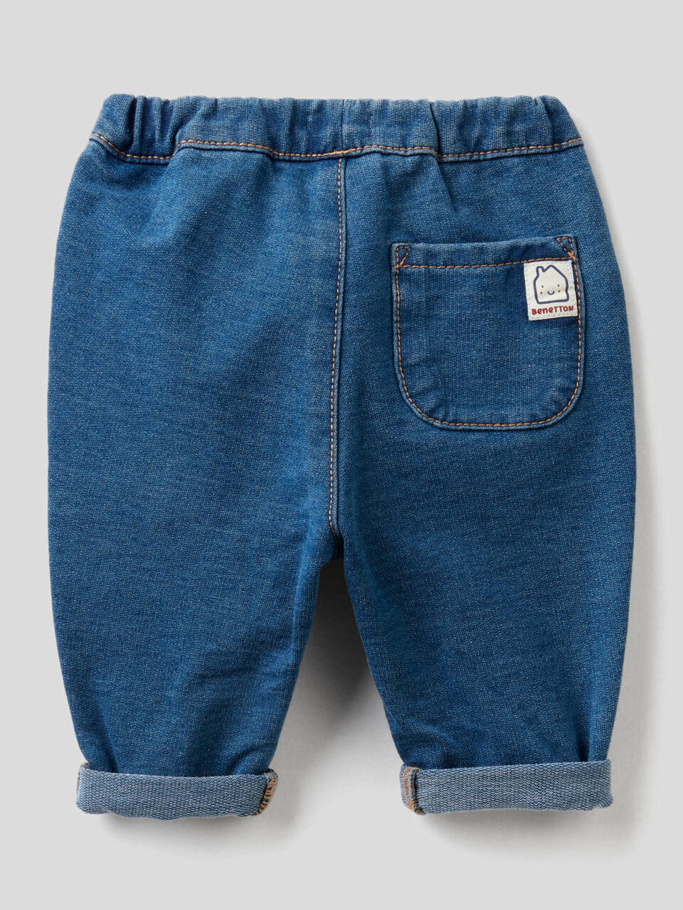 Calças em felpo stretch efeito denim image number 2