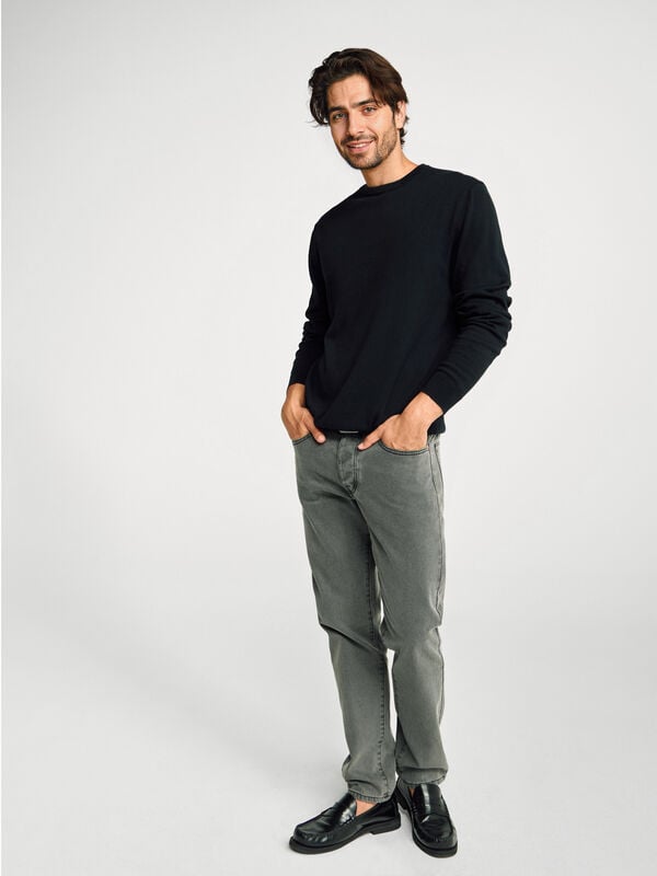 Camisola de gola redonda 100% algodão Homem