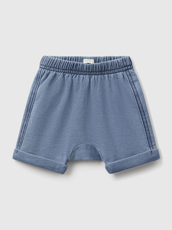 Shorts com patch em felpo efeito denim Recém-nascido