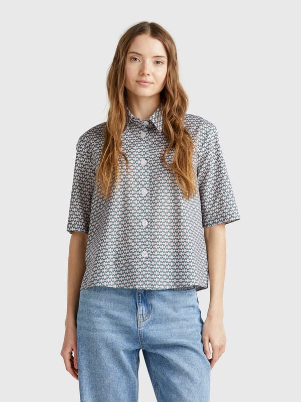 Camisa padrão em algodão leve Mulher
