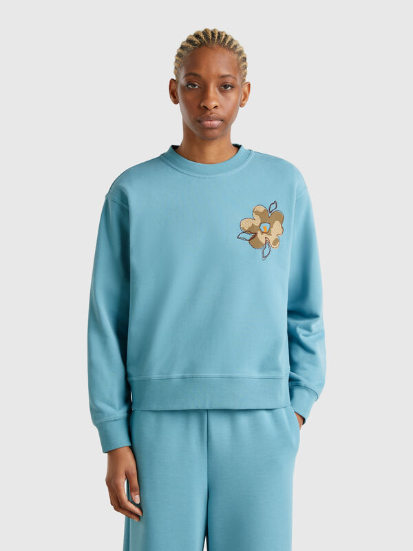 Sweat com bordado floral Mulher