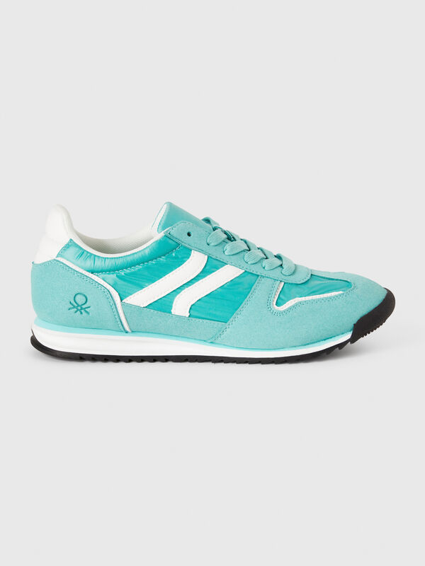 Sneakers de cano baixo efeito de camurça Mulher