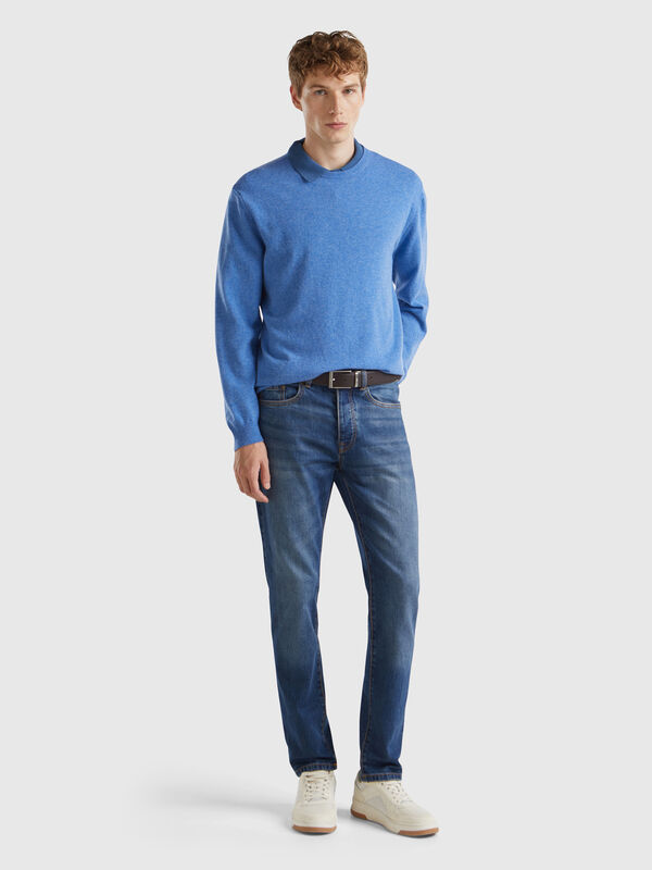 Jeans slim fit cinco bolsos Homem
