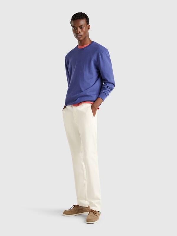Chinos slim fit em algodão stretch Homem