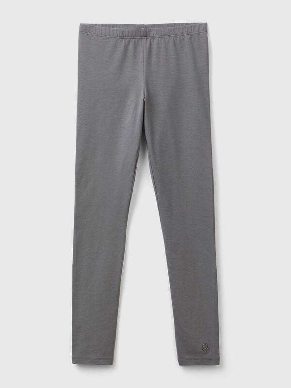 Leggings em algodão stretch com logótipo Menina