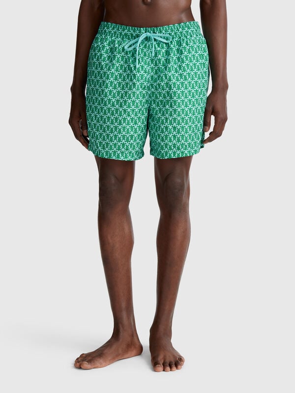Shorts de natação em nylon estampado Homem