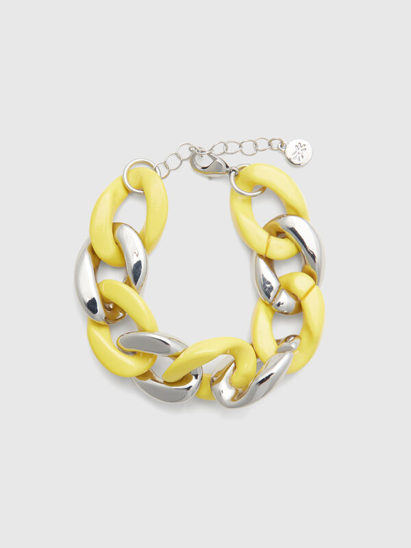 Pulseira de corrente dourada e amarela Mulher