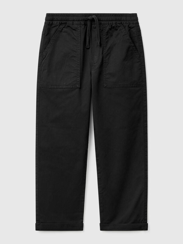 Joggers em algodão stretch com cordão de ajuste Menino