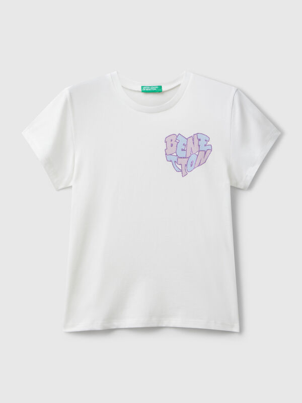 T-shirt com logótipo glitter Menina