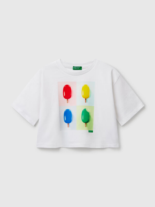T-shirt boxy fit com estampa de gelado Menina