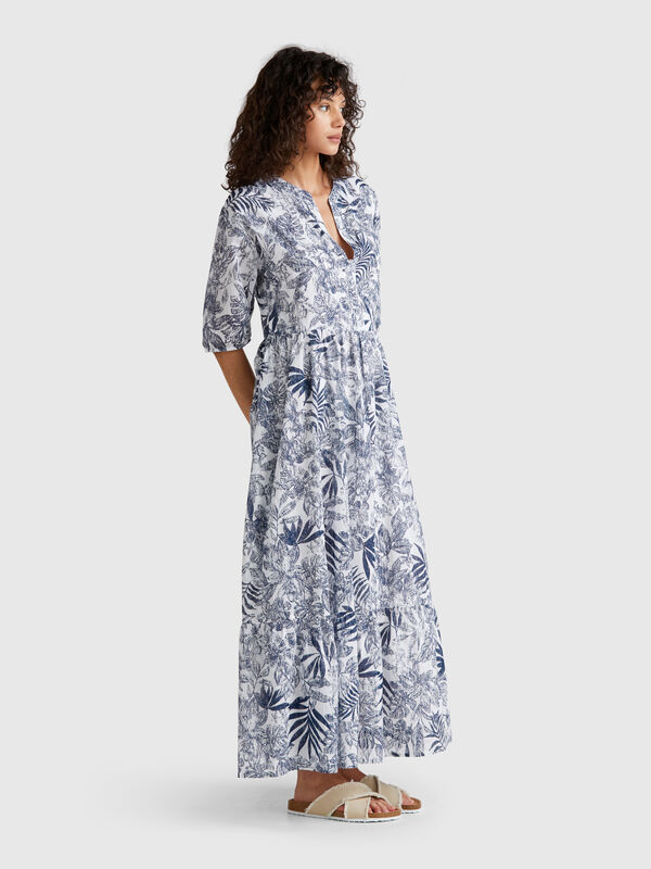 Vestido com estampado tropical Mulher