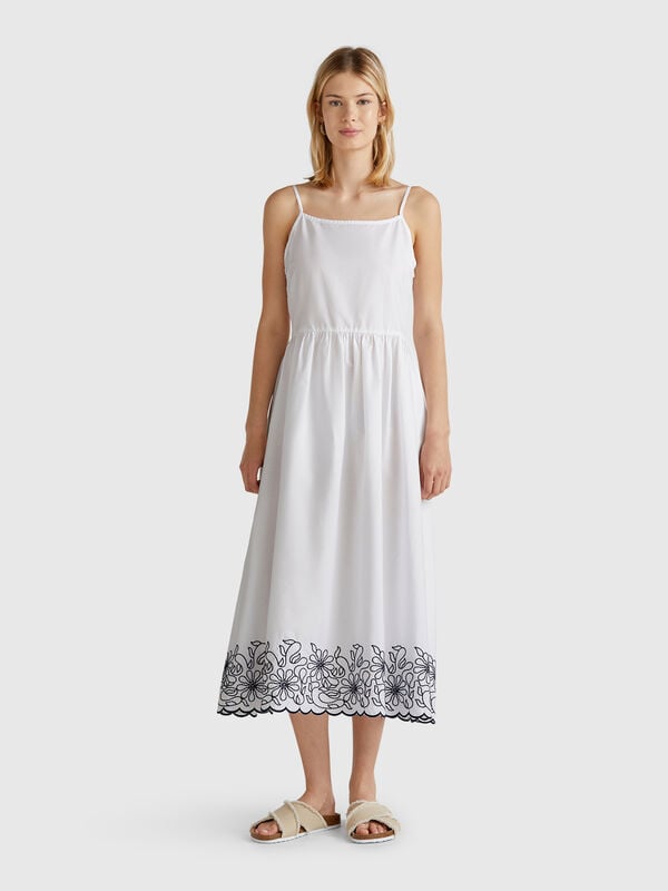 Vestido com bordado floral Mulher