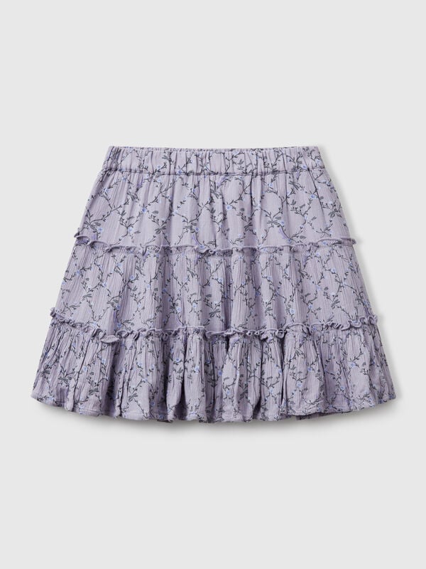 Minissaia às flores com folhos Menina