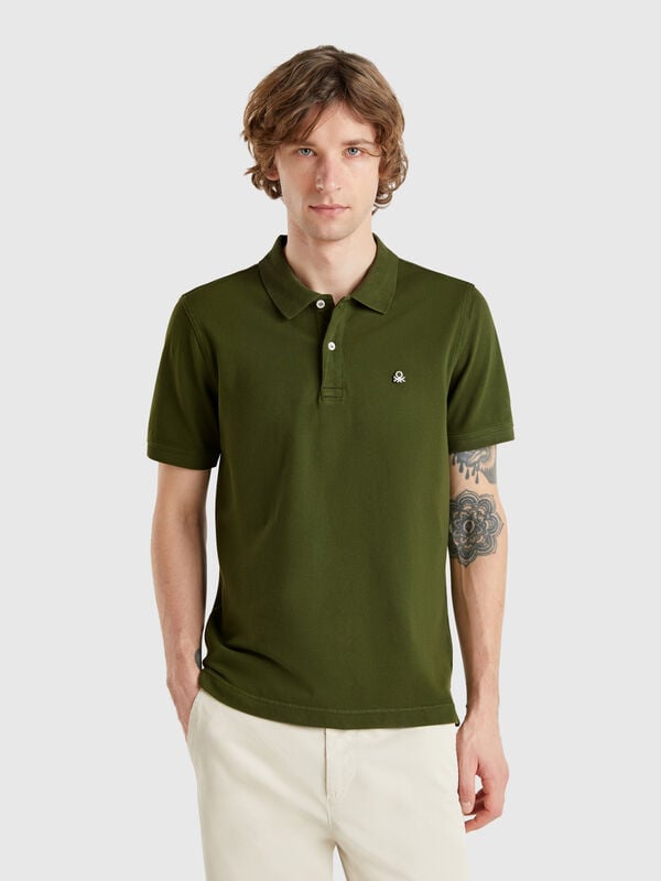 Polo verde-oliva slim fit Homem