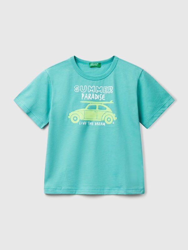 T-shirt com estampa fluorescente Menino