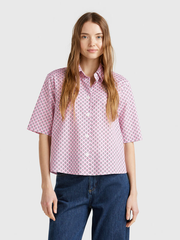 Camisa padrão em algodão leve Mulher