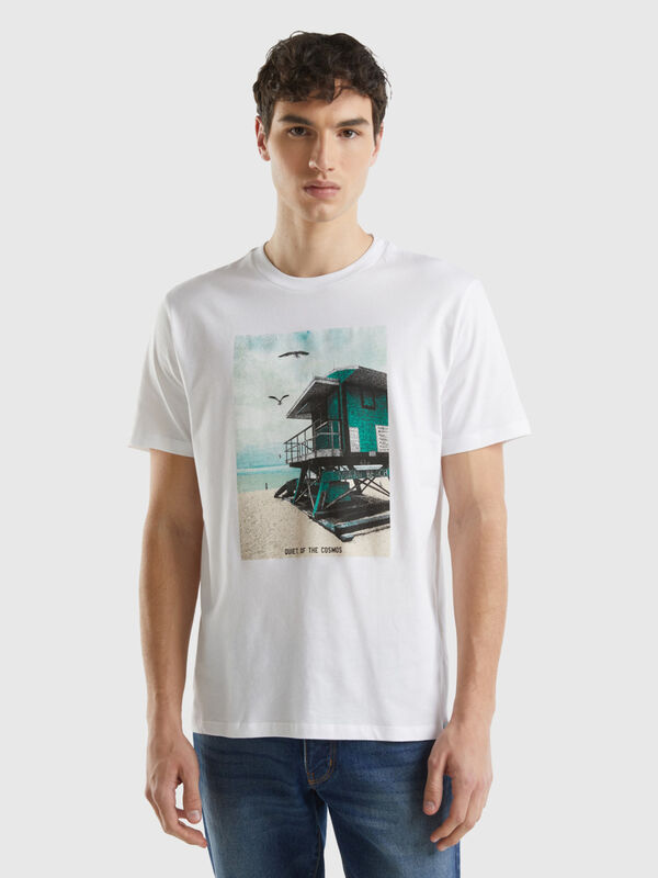 T-shirt com estampa em algodão orgânico Homem