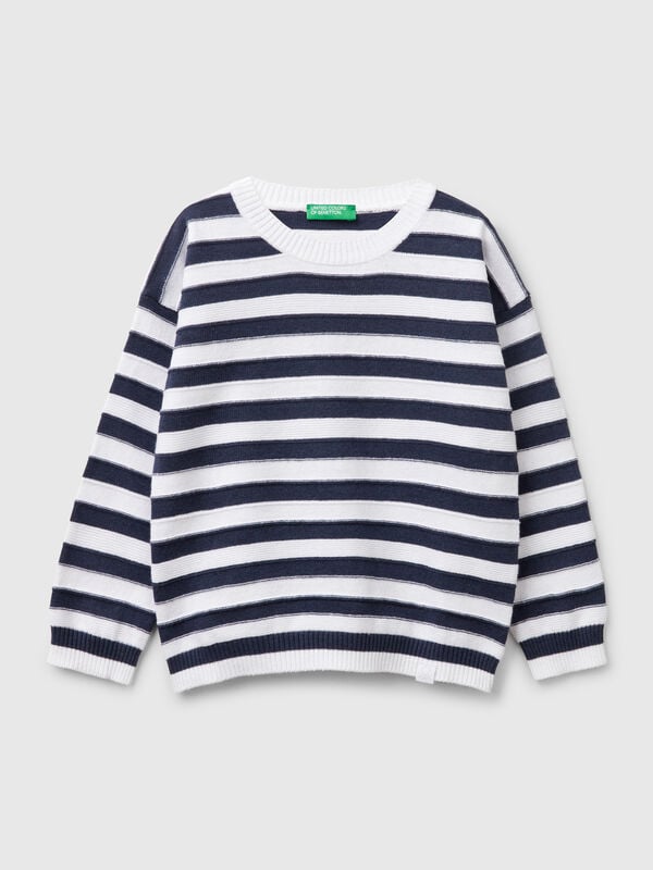 Camisola às riscas em mistura de algodão  Menino