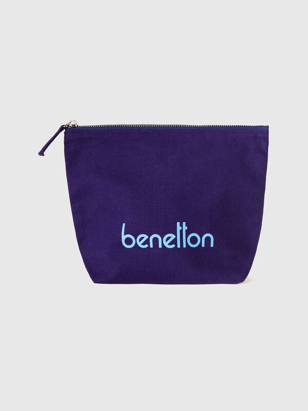 Bolsa envelope azul-escuro em algodão puro