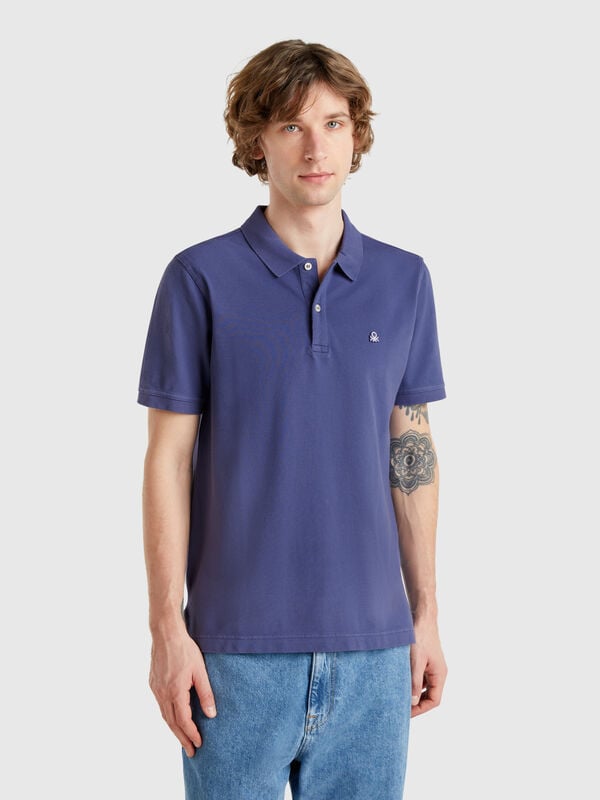 Polo azul-escuro slim fit Homem