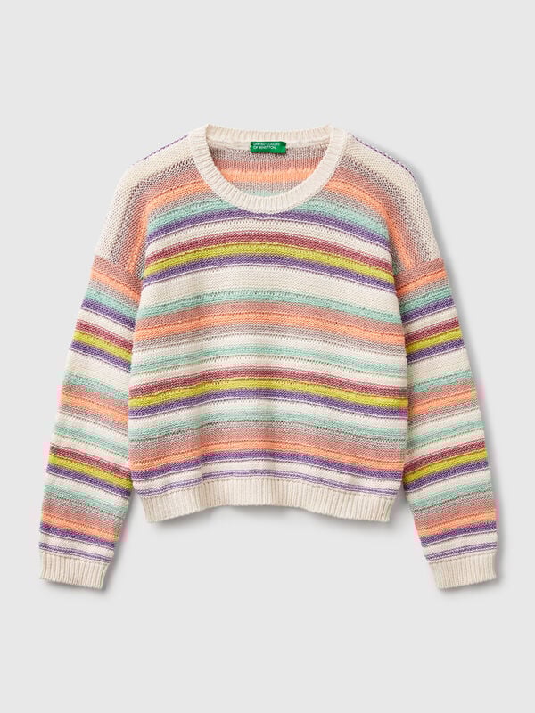 Camisola às riscas multicolor com lurex Menina