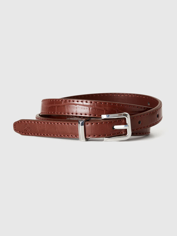 Cinto fino com estampa de crocodilo Mulher