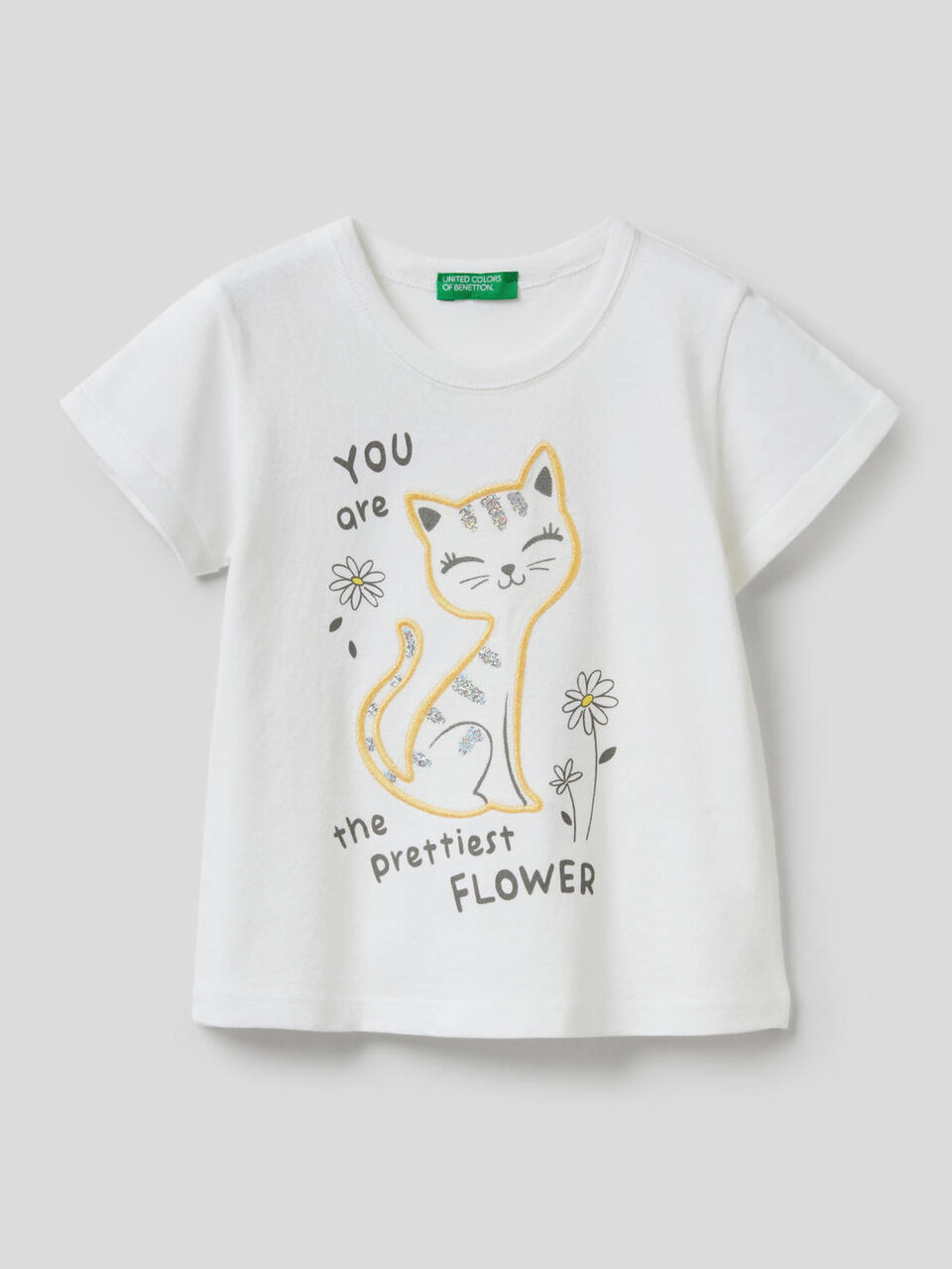 T-shirt com estampa e bordado image number 1