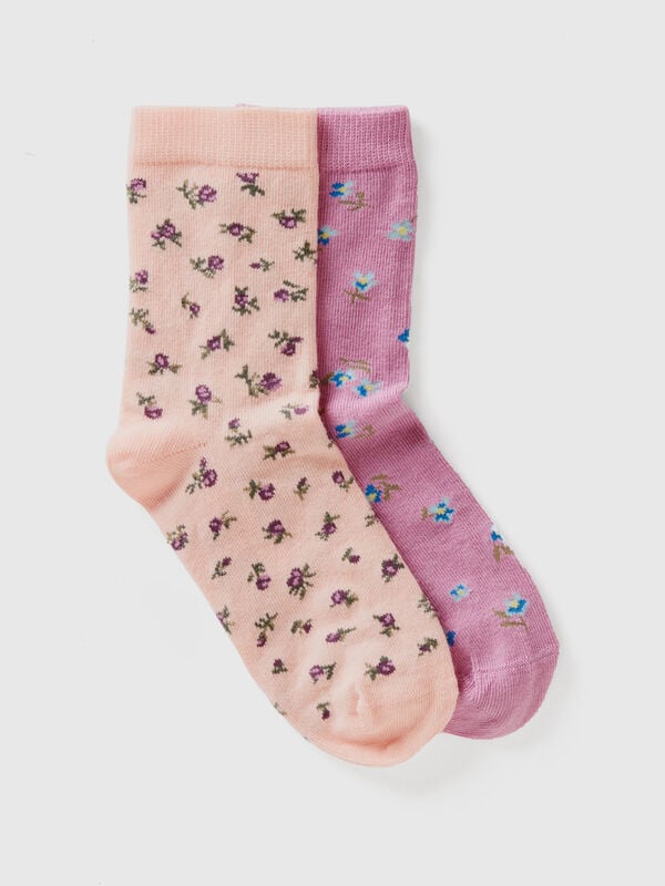 Dois pares de meias compridas às flores Menino