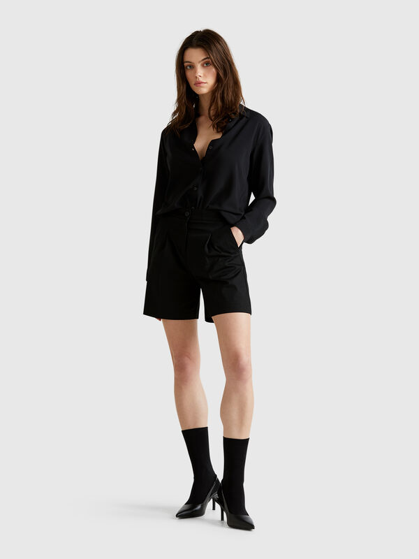 Bermudas em algodão elástico Mulher