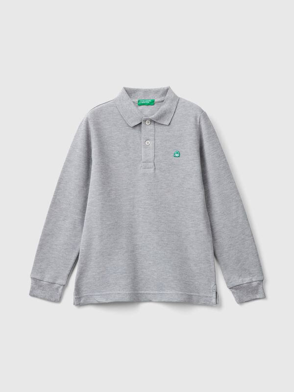 Polo de manga comprida algodão  Menino