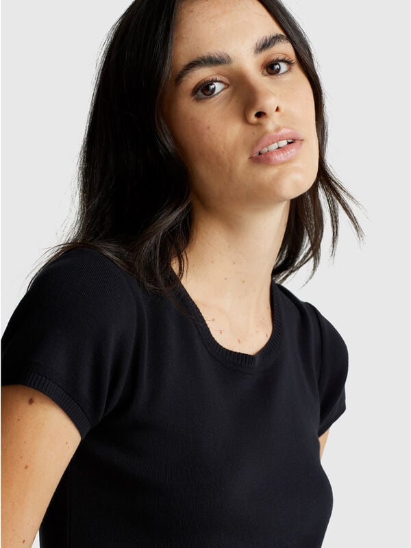 Camisola de manga curta em algodão puro Mulher
