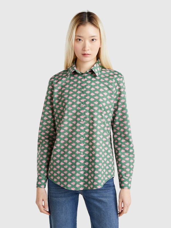 Camisa verde padrão Mulher