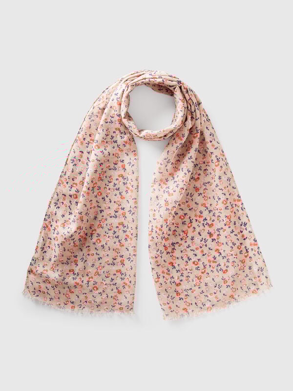 Écharpe rosa com estampado floral Mulher