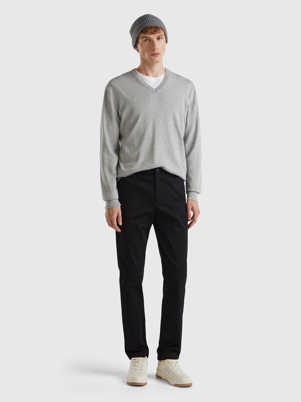 Chinos slim fit em algodão stretch Homem