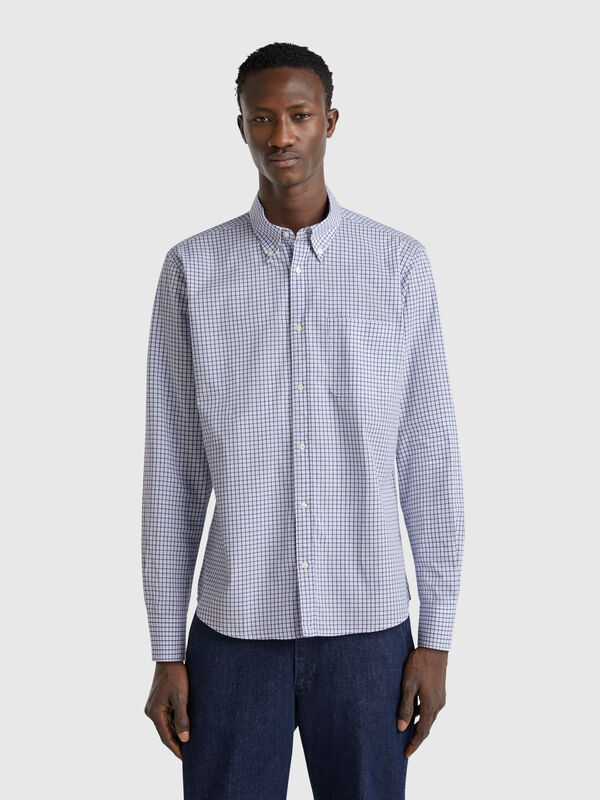Camisa xadrez com botões Homem