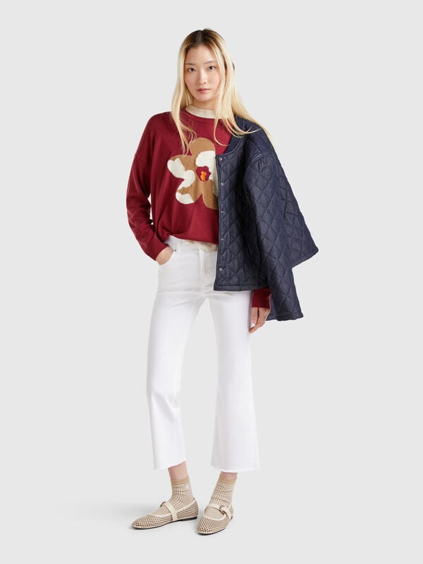 Calças cropped cinco bolsos Mulher