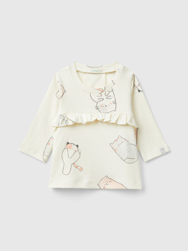 T-shirt gatinhos em algodão puro Recém-nascido