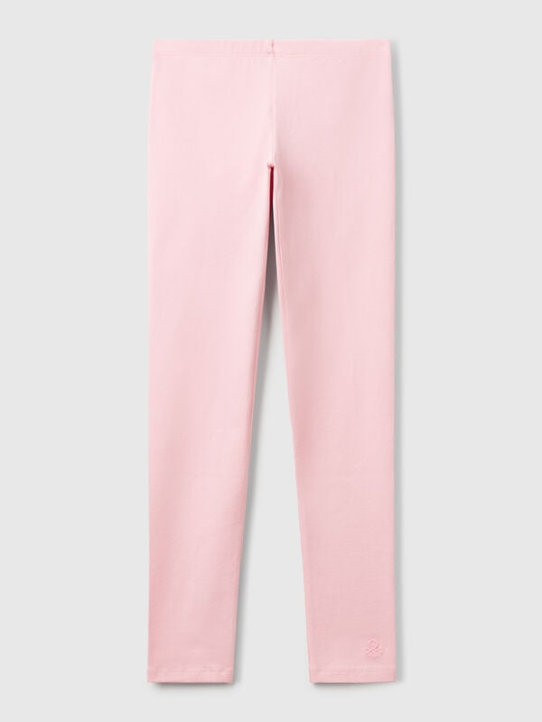 Leggings em algodão stretch com logótipo Menina