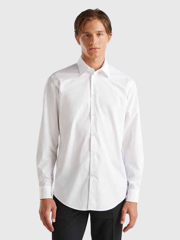 Camisa branca em algodão orgânico Homem
