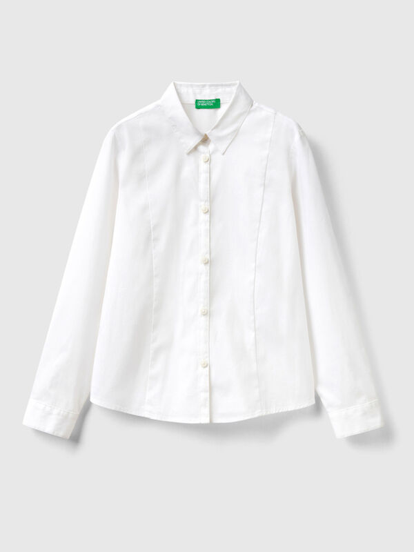 Camisa branca em algodão misto stretch