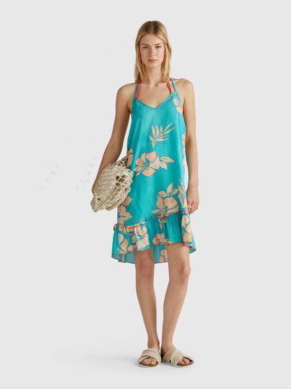 Vestido com estampa de flores Mulher