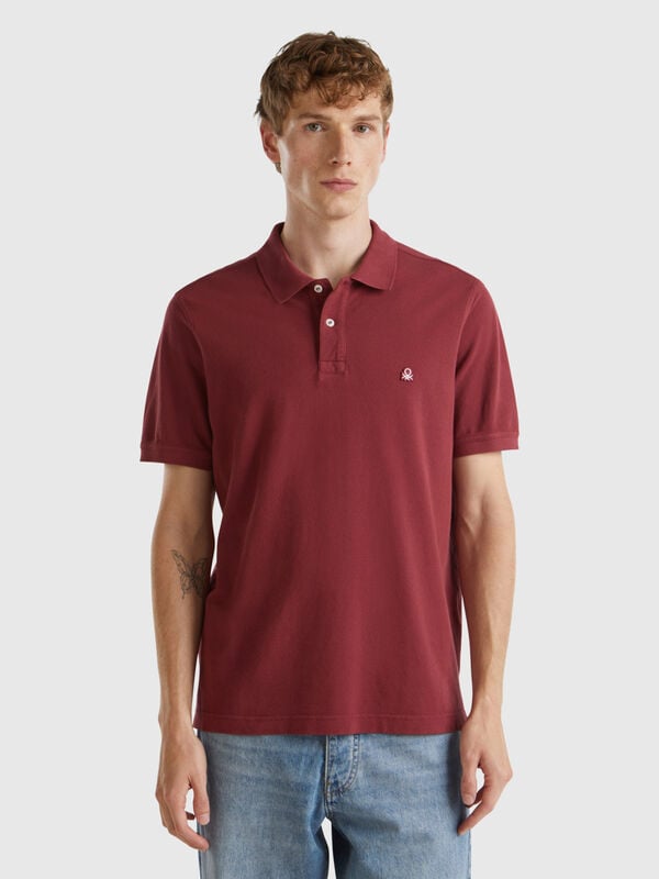 Polo bordô regular fit Homem